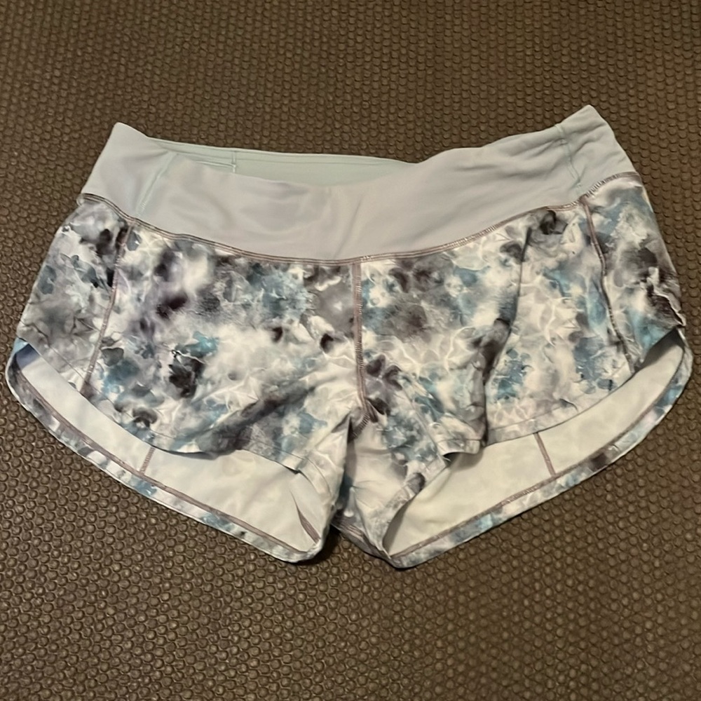 Lulu blue camo running shorts